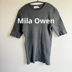 （完売品）Mila Owen リブ編み 半袖トップス ブルーグレー【サイズ0】