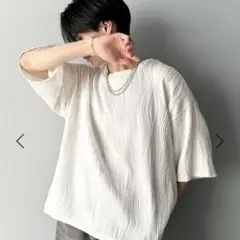 クラシカルエルフ　ウェーブジャガードビッグT 半袖　オフホワイト　XL