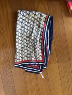 円形模様 スカーフ 白 青 赤
