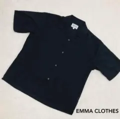 EMMA CLOTHES 半袖オープンカラーシャツ ブラック バック プリント