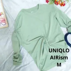 【UNIQLO】エアイズム Tシャツ カットソー（M）カーキー/UVカット/速乾