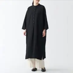 無印良品 ダブルガーゼワンピース S 黒