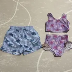 しまむら リトシー ディズニー やしの木 水着 色違い 男女双子 90