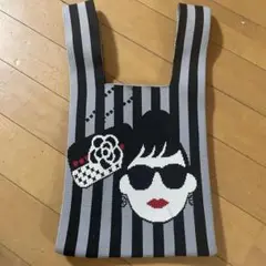 ハッピーフェイス　ストライプデザイン　バッグ　巾着
