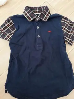 ショパン　ネイビー ポロシャツ チェック襟