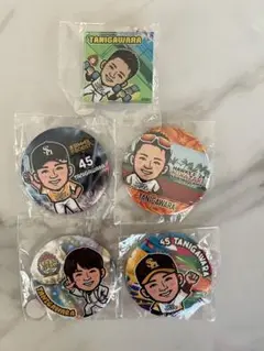 ソフトバンクホークス谷川原選手缶バッジ&キーホルダーセット