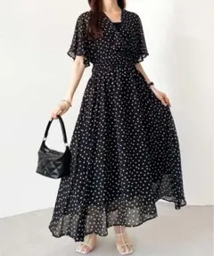 フレアースリーブカシュクールワンピース