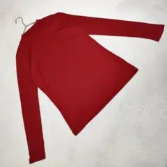 良品★UNIQLO リブハイネックT ベーシック ユニセックス レッド L