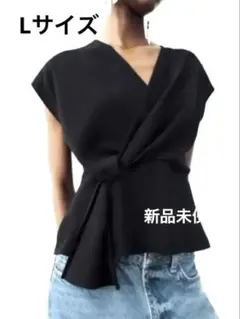 ZARA ノットクレープトップス　Lサイズ
