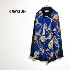 【CRAYSUN クレイサン】 長袖シャツ 楽器 個性的 昭和レトロ 青 希少