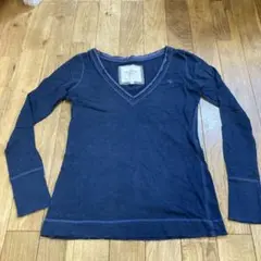 abercrombie & fitch M Vネック長袖カットソー　ネイビー