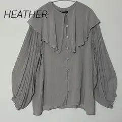 HEATHERヘザー　シアーシャツブラウス グレーF size ビック襟