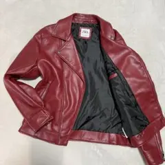 【希少品✨】90s ZARA フェイクレザージャケット レッド ヴィンテージ L