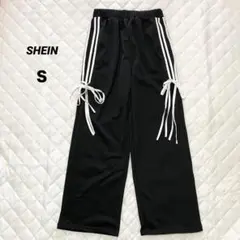 ゆったりめ　リボン付きジャージ　黒　S