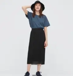 ★新品未使用★ユニクロ シフォンプリーツナロースカート ブラック Mサイズ