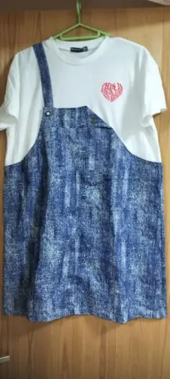 デニム風オーバーオールプリントTシャツ 150cm