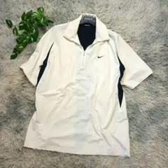 【Nike Golf】ハーフジップアップ シャツ L ゴルフウェア 白 ネイビー