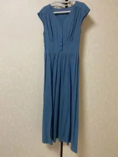 N.naturalbeauty basic フレンチスリーブ　ワンピース　ブルー