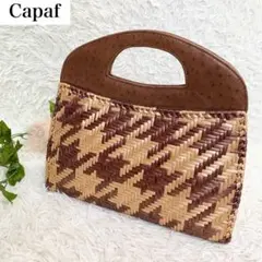 イタリア製♡Capaf カゴバッグ 千鳥柄 オーストリッチ レザー ハンドメイド