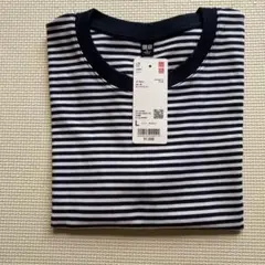 UNIQLO ネイビー ストライプ 半袖Tシャツ L