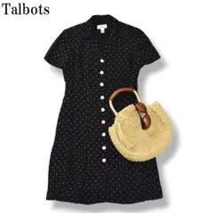 【美品】 タルボット Talbots シャツワンピース 6 ドット柄ネイビー♪