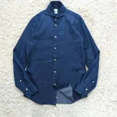 美品 フィナモレ デニムシャツ コットン イタリア製 濃紺 XS