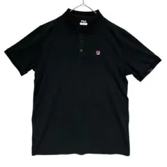 FILA フィラ ハーフボタンシャツ 半袖 M ブラック 黒 メンズ