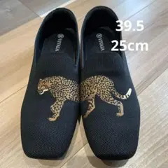 ビバイア　フラットシューズ　アニマルパンプス　チーター　黒　39.5