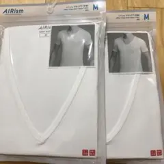 エアリズム Vネック 半袖 2枚セット Mサイズ ホワイト