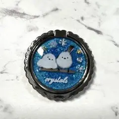 6053☆ シマエナガ　スマホリング　バンカーリング　レジン　ハンドメイド