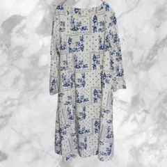 Self Servic【M】ロングワンピース　花柄　オーガニックコットン　長袖