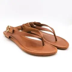 《人気》Tory Burch ビーチサンダル ブラウン ロゴ金具 22.5cm
