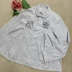 匿名配送★COMME des GARÇONS 丸襟ストライプシャツ Mサイズ