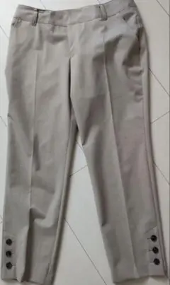 【美品】LAUTREAMONT 杢ベージュ 裾のボタンがお洒落なクロップドパンツ
