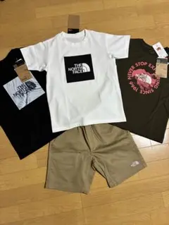 新品　ノースフェイス　140cm 半袖Tシャツ　キッズ　短パン　ハーフパンツ