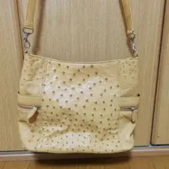 オーストリッチ ベージュ レザーショルダーバッグ 未使用品