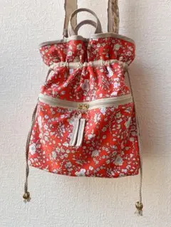 LIBERTY リバティ ショルダーバッグ　バッグ　インド刺繍リボン　朱赤