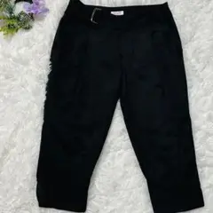 ELLE レディース ベルト付きクロップドパンツ ブラック Lサイズ相当