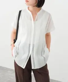 新品　Spick and Span ケミカルレースフレンチブラウス　ホワイト