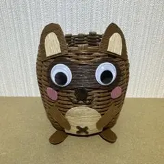 エコクラフト 小物入れ たぬき ペーパークラフト 紙バンド ペン立て