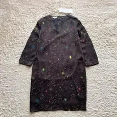 タグ付き エスカーダ ひざ丈ワンピース 総柄 ブラック L相当