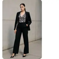 H&M スネーク柄 長袖レオタード M タイト ボディスーツ