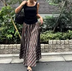 UNITED ARROWS ブラウンストライプロングスカート