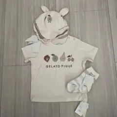 ジェラートピケ BABYフルーツアニマルワンポイントT   ショートパンツ　70 ジェラートピケ フルーツアニマルワンポイントTシャツ&ショート