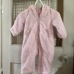 値下げ!うさぎ カバーオール モコモコ ピンク 花柄女の子 80cm