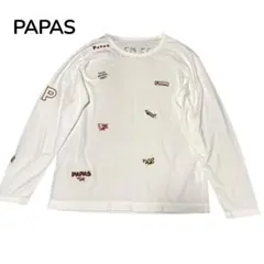 美品⭐︎PAPAS ロングTシャツ　白　ワッペン　M