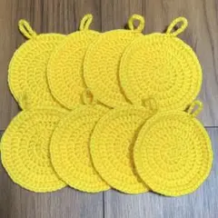 8枚組！サークル型アクリルたわし 黄色