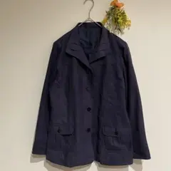 【L】noa-ge♡ネイビー テーラードジャケット　スウェード　ノアージュ