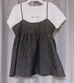 archivesジャガードフレアキャミソール＋ロゴ刺繍Tシャツセット