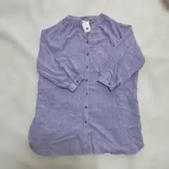 Liloudechouchou 新品ラベンダー チェック柄シャツ　七分袖